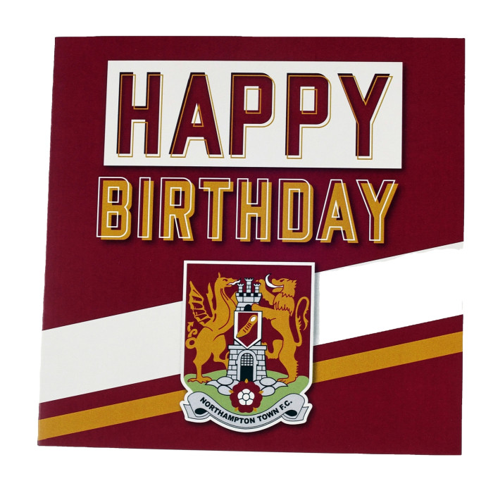 Northampton Town Happy Birthday Stripe Crest Card